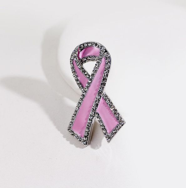 

large flat rhinestone pink ribbon breast cancer awareness lapel pin1762461, Gray