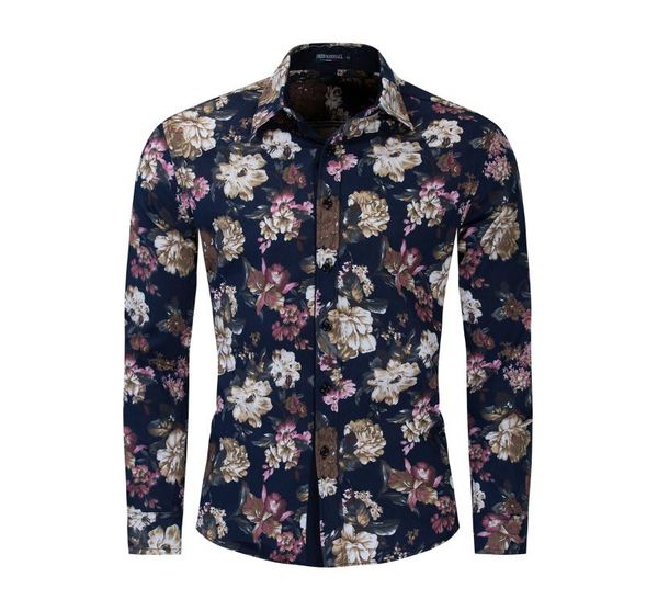 

spring and autumn new style men039s cotton leisure long sleeve slim shirt printing8357280, White;black