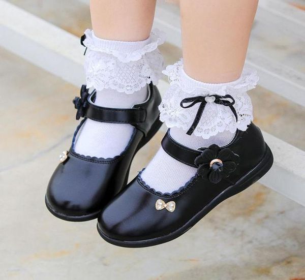 

kids student leather shoes fashion princess ceremonial flower girl school shoes bowtie black nonslip wearresistant soft bottom1163293, Black;grey