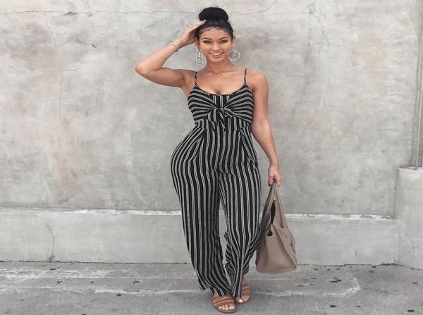 

striped women039s summer new suspender loose jumpsuit01231061762, White