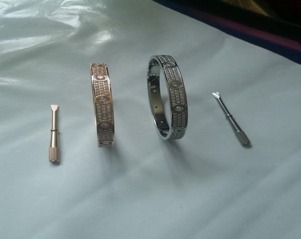 

fashion stainless steel open cuff bracelet for women female 3 row zirconia stone bangles with screwdriver 3 colour silver gold ro2250078, Black