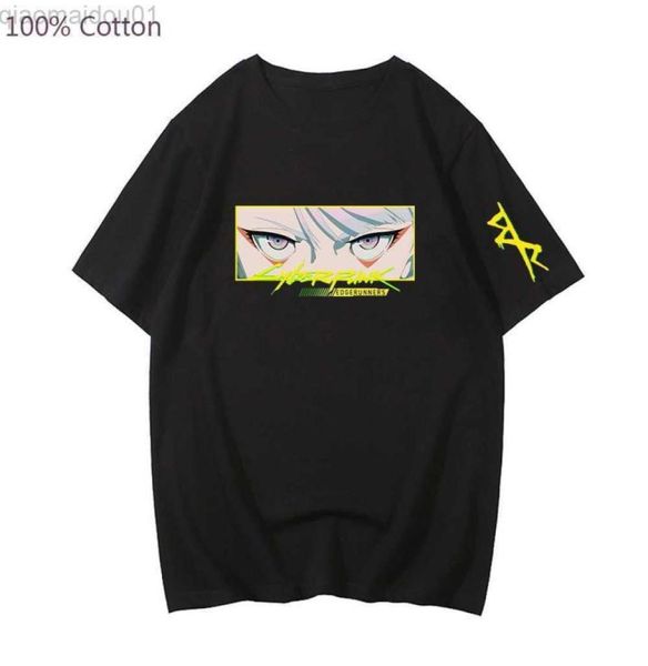

men's t-shirts rebecca cy cyberpunk edgerunners t-shirt 100% cotton men t shirt gothic harajuku hip hop short sleeve streetwear l22092, White;black