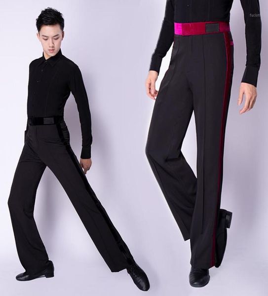 

stage wear male latin dancing pants black for men tango chacha rumba professional costumes ballroom trousers bl131512477506, Black;red