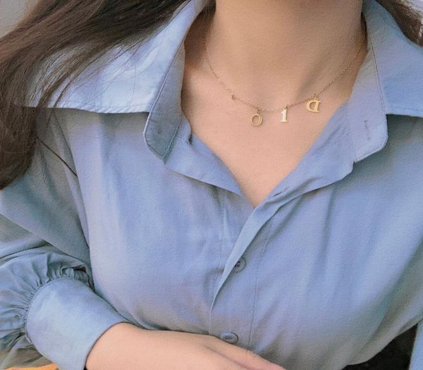 

2022 fashionable 18k gold plated stainless steel necklaces choker letter pendant statement fashion womens necklace wedding jewelry4923575, Silver