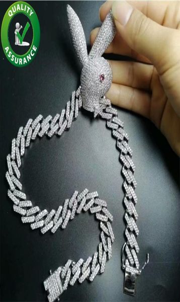 

mens jewelry hip hop iced out pendant luxury designer necklace bling diamond cuban link chain big pendants rabbit animal rapper ac8103184, Silver