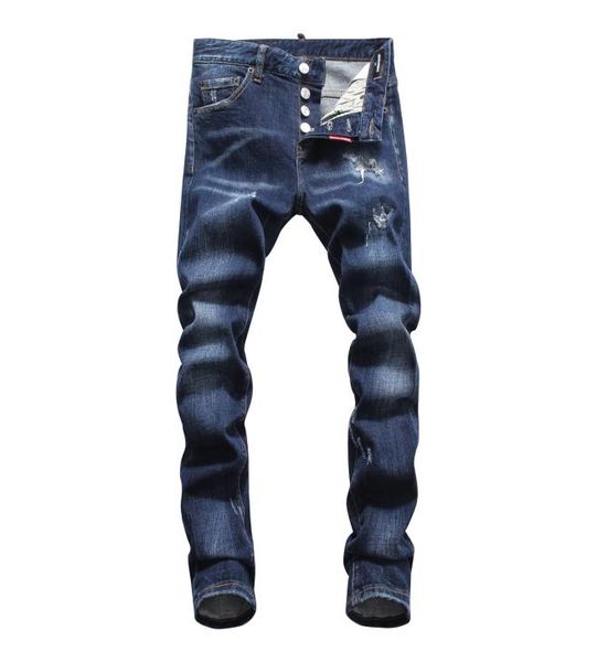 

men039s washing luxury punk jeans designer men039s fashion brand slim men039s patch jeans motorcycle hand je6255163, Blue