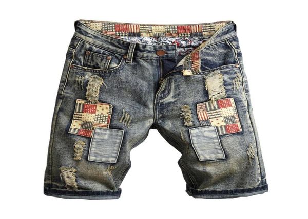 

straight ripped jeans shorts men summer brand new mens stretch short jeans casual streetwear elastic biker denim shorts3950284, White;black