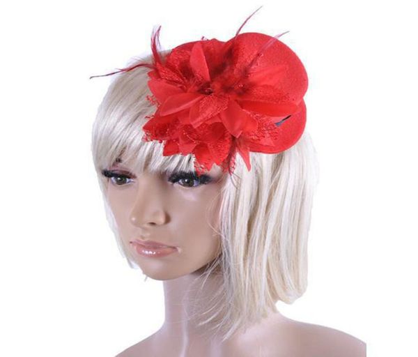 

fashion lady039s mini hat hair clips feather rose cap lace fascinator costume accessory the bride headdress plumed hats3762782, Golden;silver