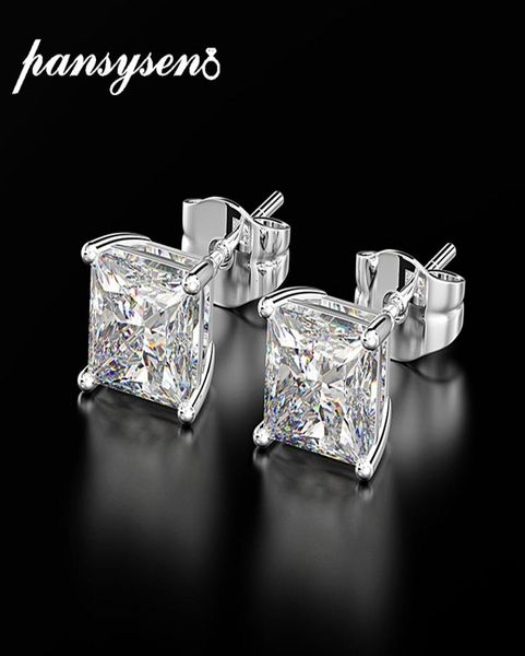 

charm pansysen classic 6mm 7mm 8mm square made moissanite wedding commitment study earrings for women 925 sier fine jewelry gifts9749244, Golden