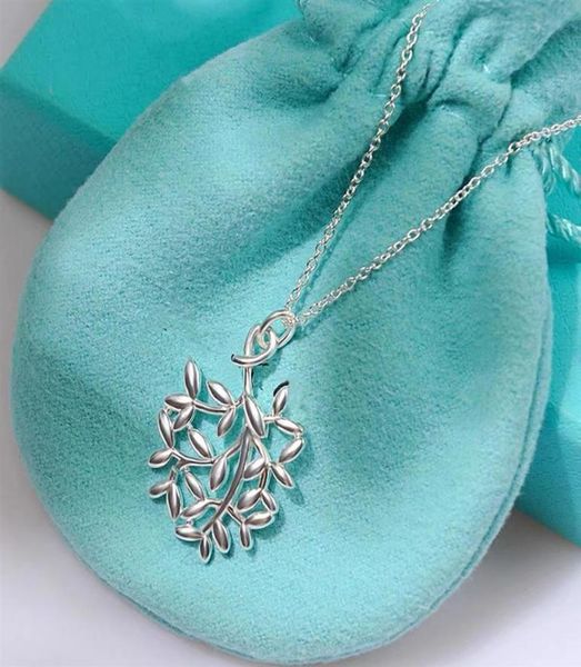 

2022 brand original jewelry designer necklace olive leaf pendant women039s simple highend sweater chain242s1367554, Silver