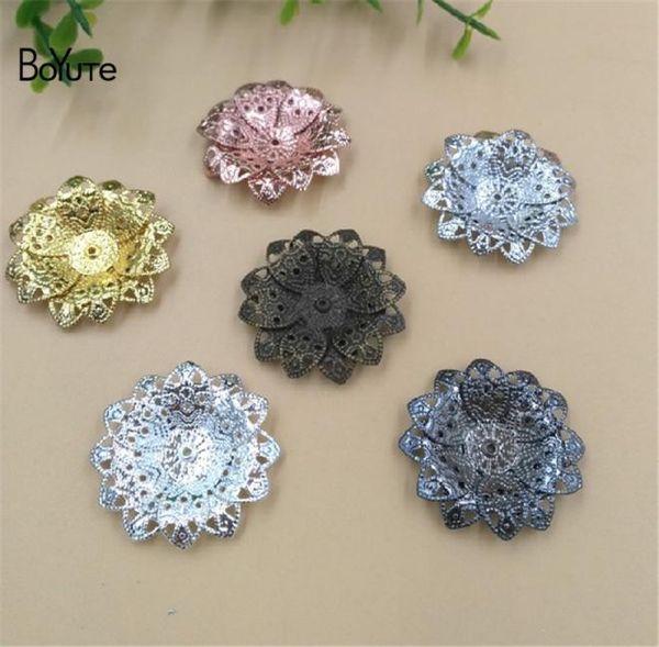 

boyute whole 20 pieceslot metal brass stamping 27mm filigree flower bead caps diy hand made jewelry findings materials1382940, Silver