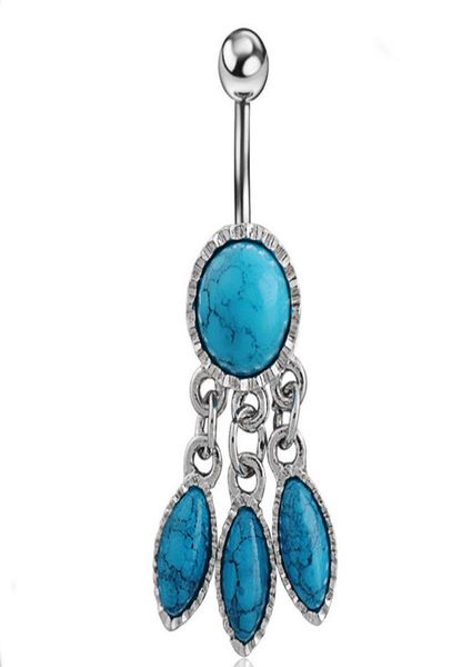 

d0755 dream catcher belly navel stud aquacolor01234563697211, Silver