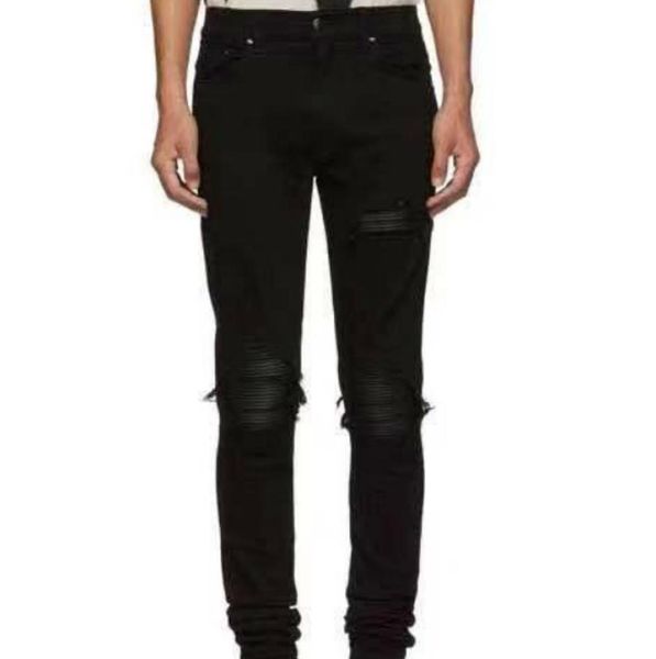 

fashion black slim leg mens designer jeans french style skinny spliced ripped jeans street arrrival biker denim us si3149319, Blue