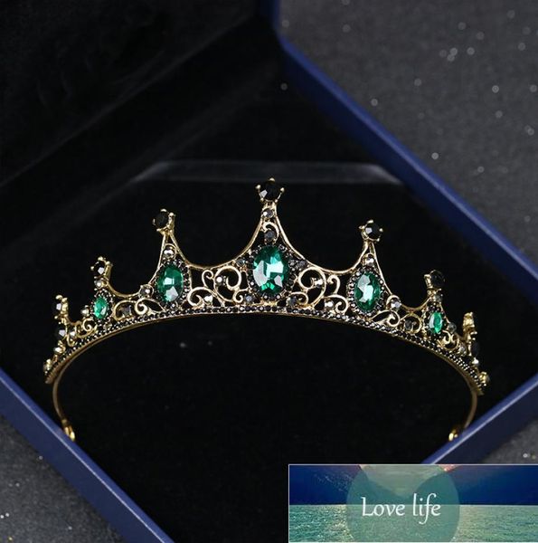 

mvexo fashion elegant vintage small baroque green crystal tiaras crowns for women girls bride wedding hair jewelry accessories8257441, Golden;silver