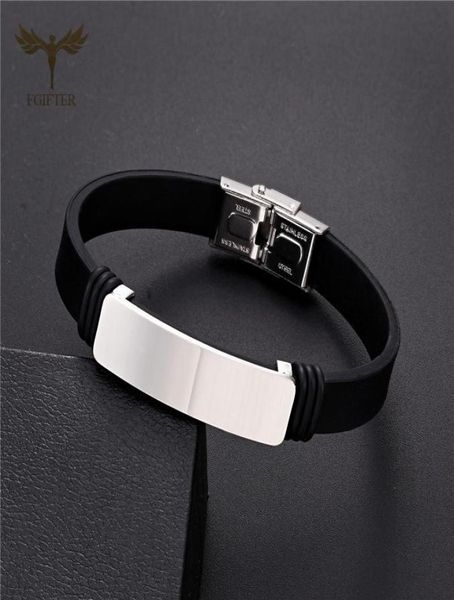 

bangle classic men039s black silicone bracelet simple stainless steel accessories initial fashion wrist jewelry1288415