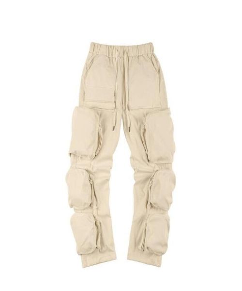 

pocket cargo pants men women quality joggers drawstring sweatpants trousers hip hop6457186, Black