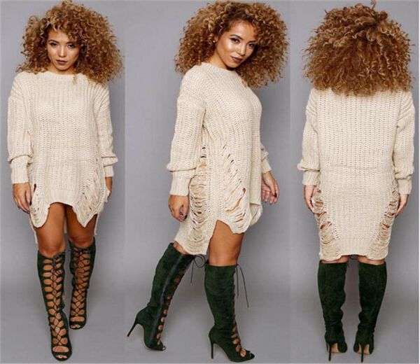 

autumn womens clothes woman o neck winter long sleeve jumper knitted sweater bodycon tunic dress9041633, White;black