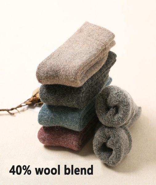 

whole wool blend socks mens thick socks winter warm wool blend loop comfort casual dress socks 8310363, Black