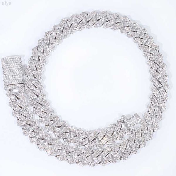 

yu ying 14mm baguettes vvs moissanite diamond solid silver necklace cuban link chain for hiphop
