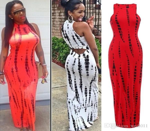 

fashion 2020 women tank dress casual vestido print lady summer bandage bodycon stretch party clubwear long maxi dress5410982, Black;gray