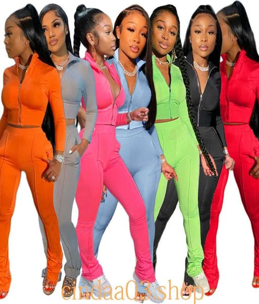 

women tracksuits two piece set designer fashion solid color long sleeve trousers sportswear outerwear ladies casual sports suits2948616, Gray