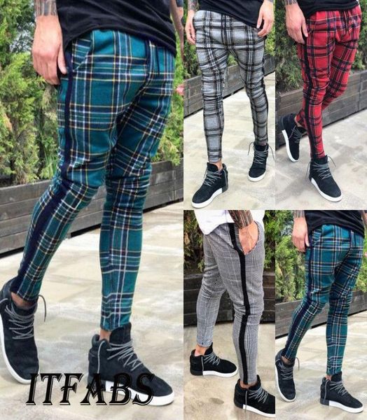 

men039s trousers tracksuit fitness workout joggers gym plaid sweatpants sport long pants with pockets14148187, Black