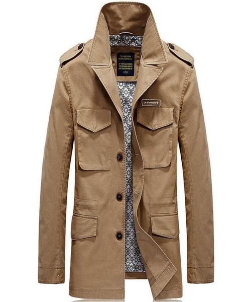

brand autumn trench jacket mens jackets and coats solid casual cotton men windbreaker veste homme coat male plus size m4xl y201023333494, Black;brown