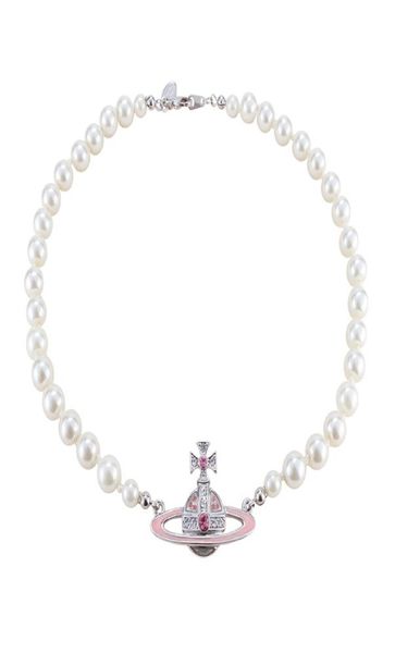 

designer necklace queen mother enne enne pink paint saturn pearl necklace nana same necklace with box6193263, Silver