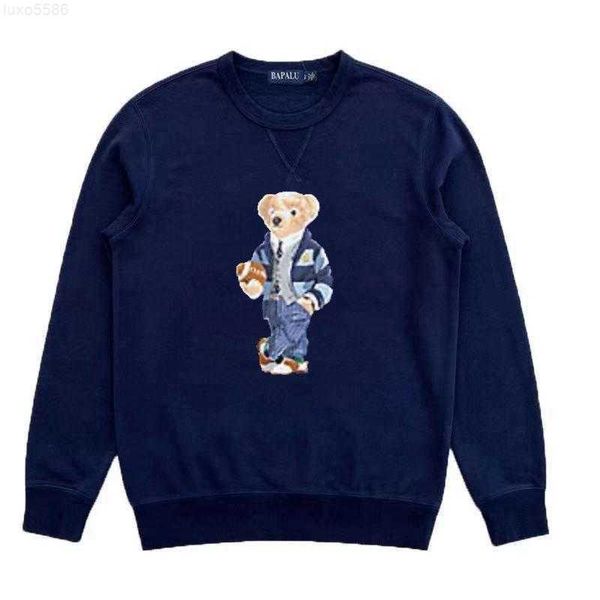 

print bear sweater us size sweatshirts thick cotton tracksuits men long sleeves sweat shirt, Black