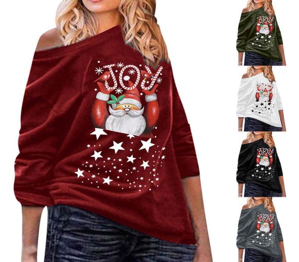 

women leisure holiday chrismas joy santa claus printed round neck sweater long sleeve ladise loose jumper3417379, Black