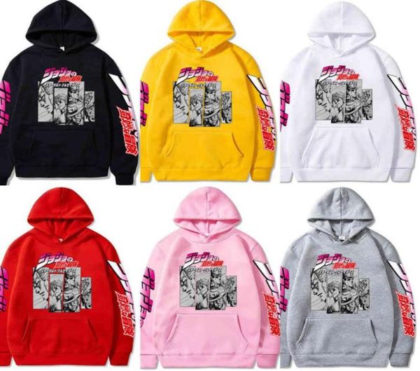 

2020 harajuku jojo bizarre adventure hoodie japanese anime menwomen funny sweatshirt cartoon hip hop vintage clothes male hoode x7328960, Black