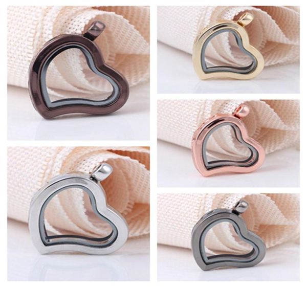 

5pcslot 30mm30mm7mm smooth face crooked heart floating glass locket pendent fit floating charms diy jewelry making7426089, Silver