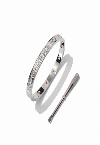 

luxury full diamond stone bangle stainless steel gold love womens bracelet fashion8673548, Black