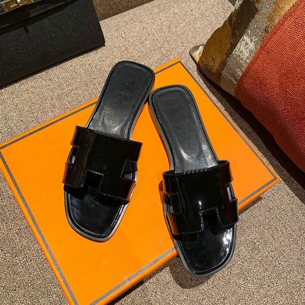 

sandales fashion sandals genuine leather women slippers summer luxury flat slides ladies sandal party wedding h oran slipper, Black