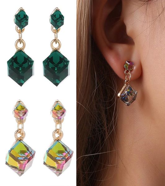 

fashion earrings for women 3 color water cube jewelry crystal square geometric drop earrings wedding party gift6215423, Silver