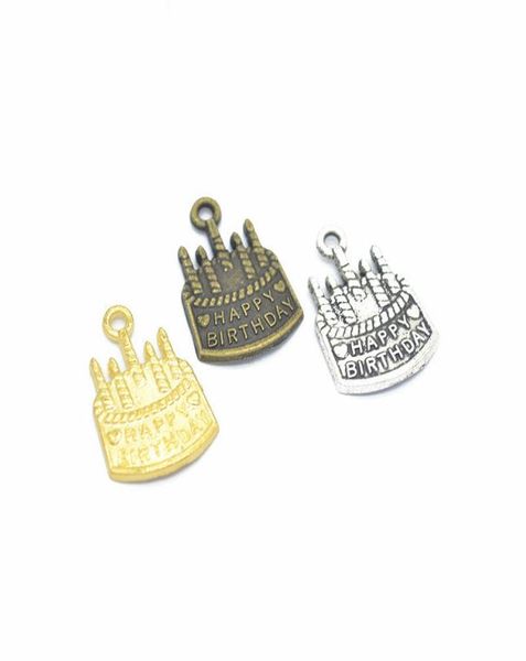 

60pcspack birthday cake charms diy jewelry making pendant fit bracelets necklaces earrings handmade crafts silver bronze charm9068404, Bronze;silver