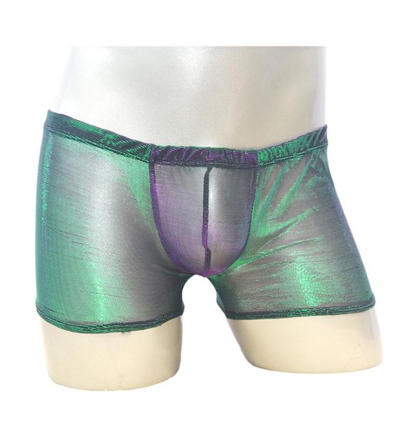 

green shiny change color men boxer shorts fashion lace underpants gauze low waist knickers exotic comfortable panties7879417, Black;white