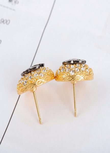 

new fashion small round shape with all sparkly diamond and black stamp for women mother wedding jewelry gift have box ps40516827994, Golden