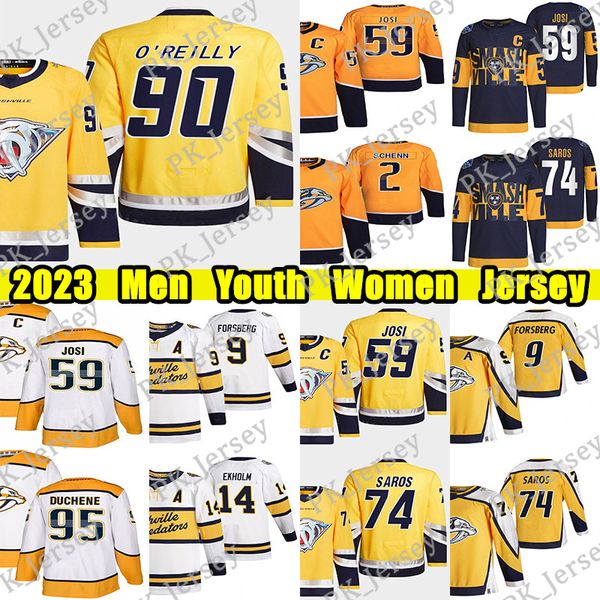 

#90 ryan o'reilly reverse retro hockey jersey 59 roman josi 9 filip forsberg juuse saros ryan mcdonagh yakov trenin colton sissons gust, Black;red