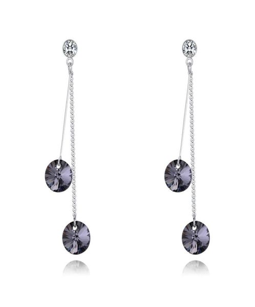 

tassel dangle earrings brincos romantic blue crystal pendant earrings crystal from rovski8862713, Silver