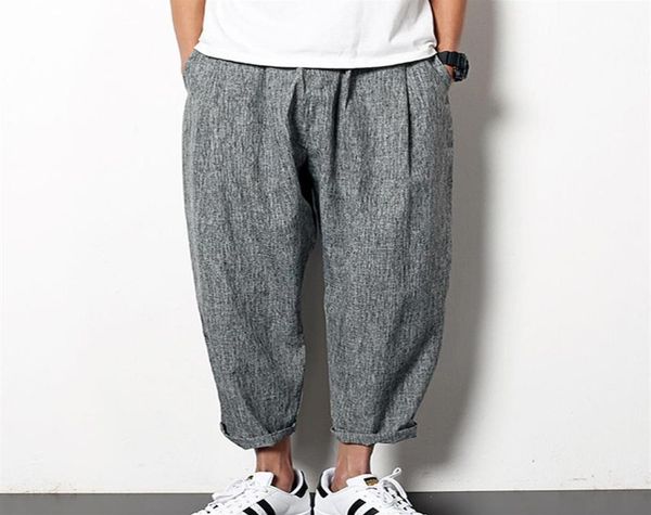 

wholesummer ultraloose japan style vintage mens harem pants m2xl fashion elastic waist chinese style anklelength carrot pants 7833187, Black