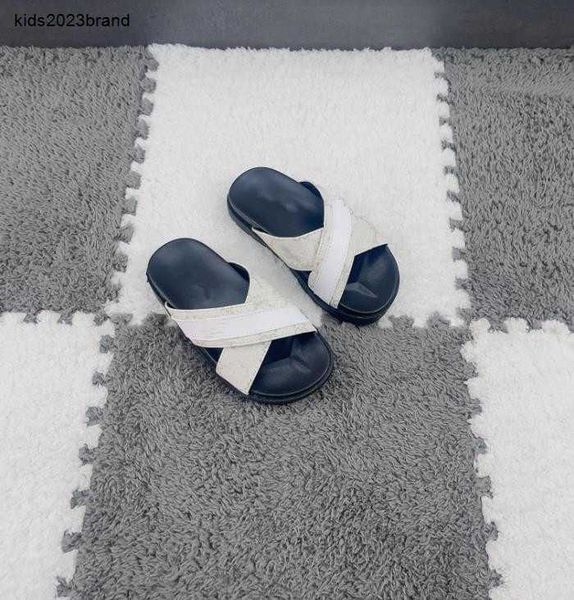 

designer boys sandals kids summer shoes kids slipper ribbon splicing flatform sandals size 26-35 including brand shoe box, Black;grey