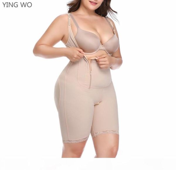 

6xl big size women shapewear underbust waist control postpartum body shaper lace hem compression girdles butt lift body contour5797080, Black;white