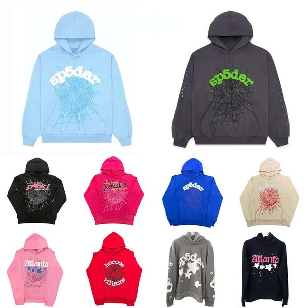 

young thug pink sp5der 555555 men women hoodie foam print spider web graphic 555555 sweatshirts graphic pink sweatshirts639, Black