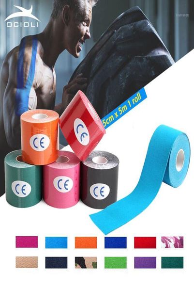 

10 pieces 5cm5m kinesiology tape sports muscle stickers kinesiotape roll cotton elastic adhesive bandage strain support17056960, Black;gray
