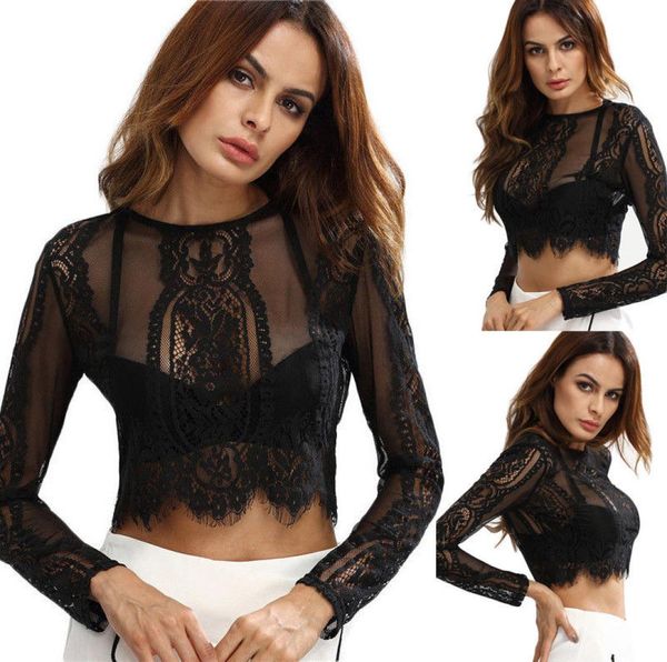 

new spring summer black lace blouse women hollow out shirt long sleeve blouse lady ol office lady clothings5806200, White