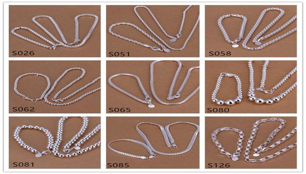 

heavy men039s sterling silver jewelry sets 6 sets a lot mixed style ems4fashion 925 silver necklace bracelet jewelry set5151441