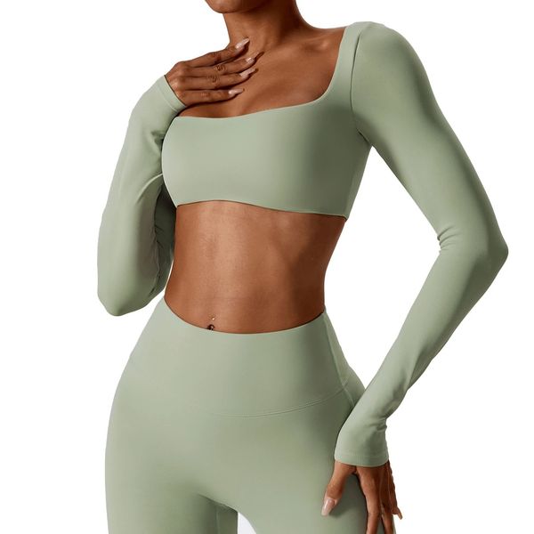 

outdoor running exercise speed dry tight naked feel ladies long sleeve yoga top