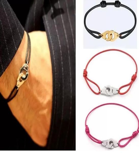 

france jewelry dinh van link chain bracelet for women 925 sterling silver black red rope handcuff hand made bracelet menottes gift9551911