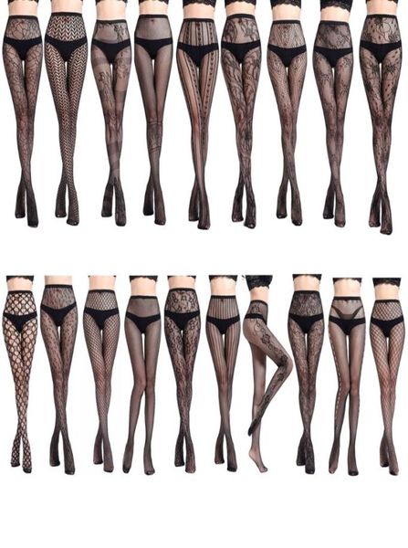 

19 types womens elastic transparent fish net toe silk stockings control panty hose6294055, Black;white